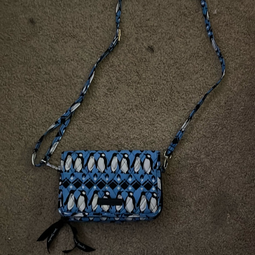 Purse blue with penguins